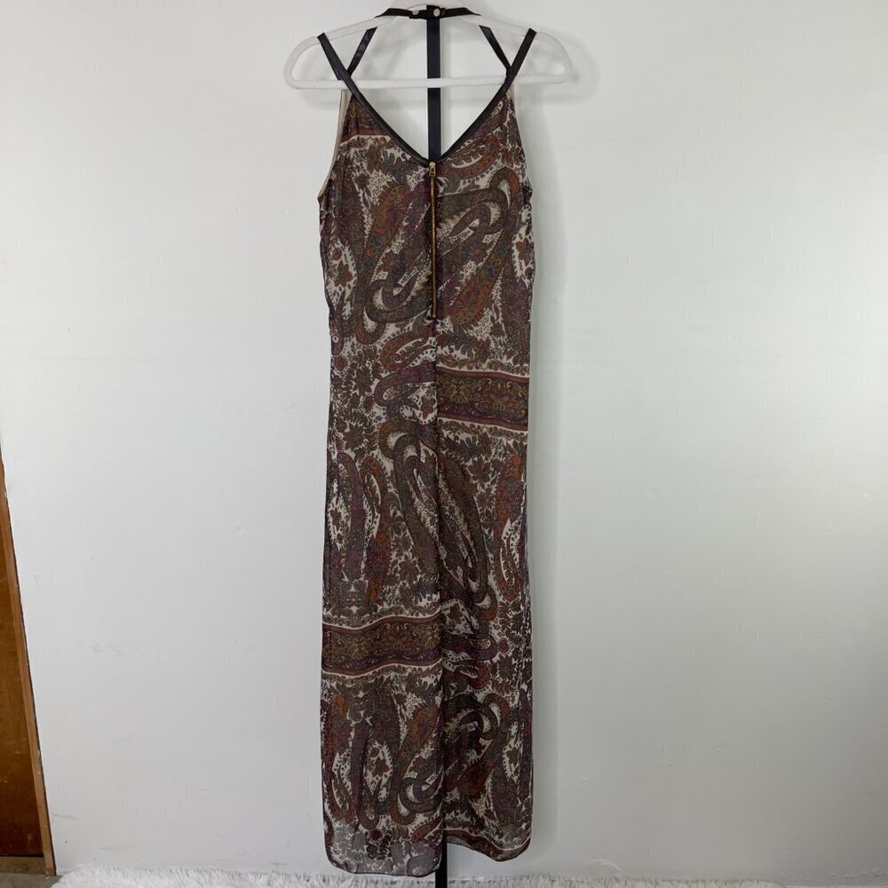 NWT Sophene Mony Kirmizi Women's Brown Paisley Sleeveless Maxi Dress Size 10 - Picture 7 of 12